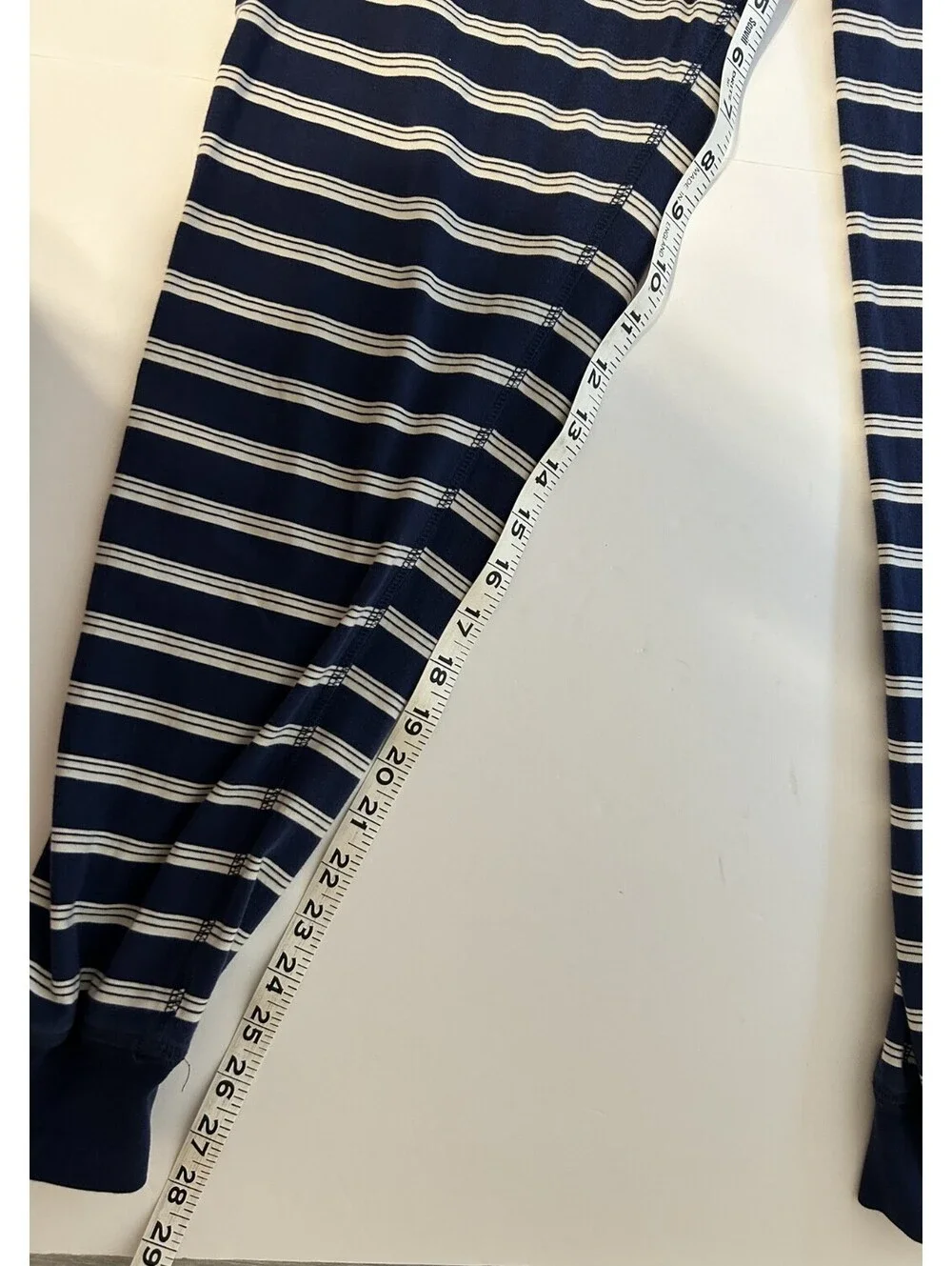 Lands' End Pajama Pants Mens Small Blue Stripe Cotton Stretch Lounge Sleep
